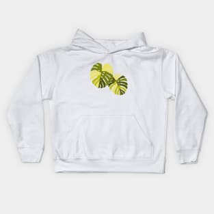 Monstera Leaves in Green Kids Hoodie